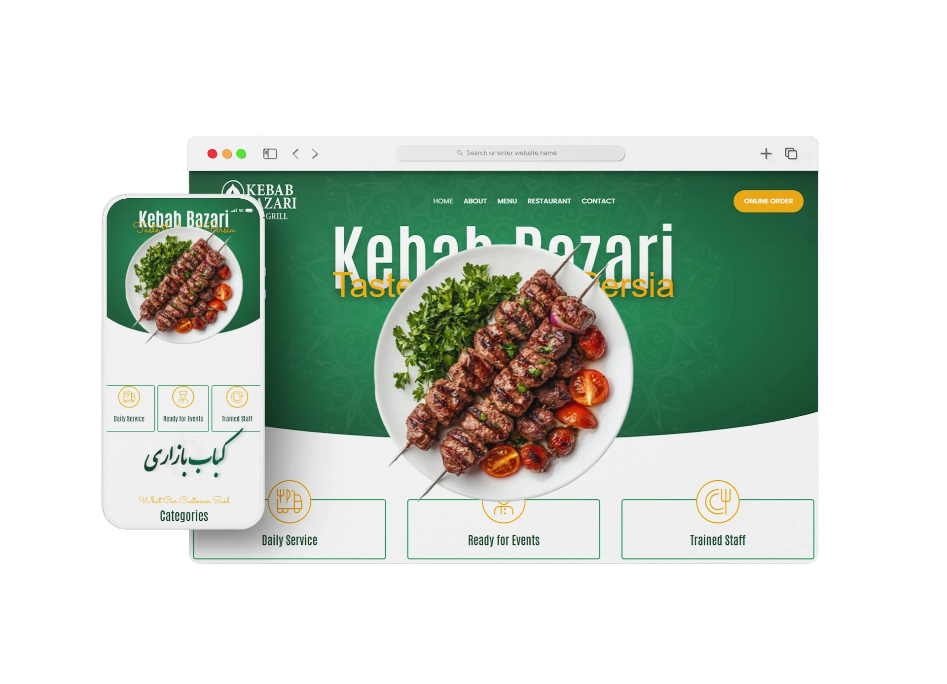 Restaurant-Website auf verschiedenen Geräten